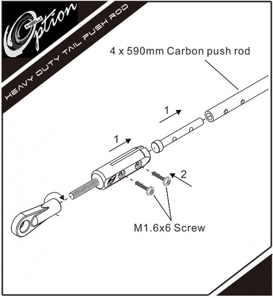 Heavy Duty Tail Push Rod -Goblin 700 / 700C - Click Image to Close