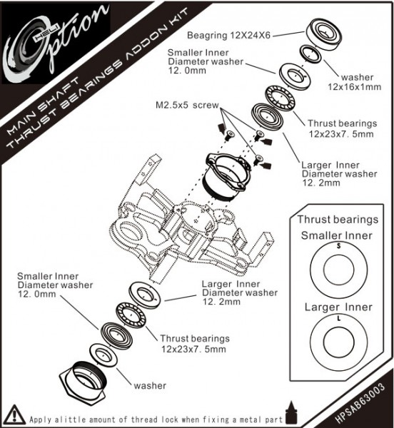 Main Shaft Thrust Bearings Addon Kit- Goblin 630/700/770 - Click Image to Close