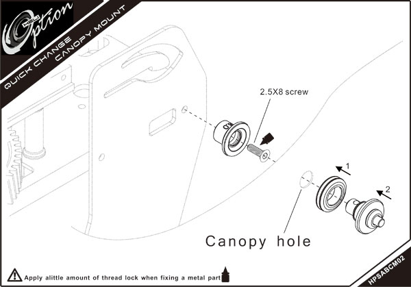 Quick Change Canopy Mount (8.0mm) Goblin 500 (2 pcs) - Click Image to Close